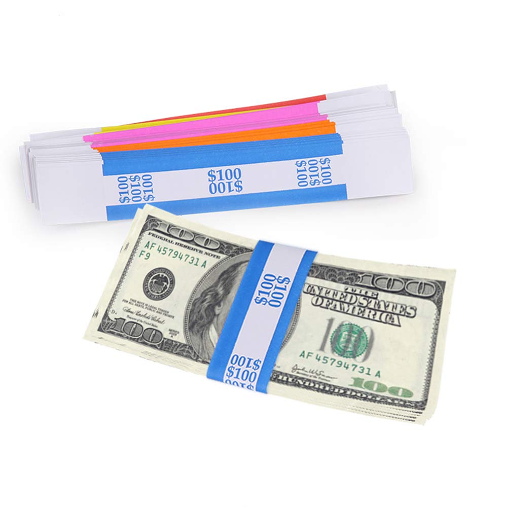 L LIKED self-sealing bill wrappers with adhesive ends simplify bundling.