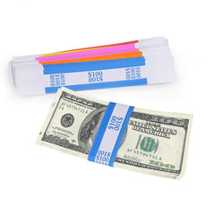 L LIKED self-sealing bill wrappers with adhesive ends simplify bundling.