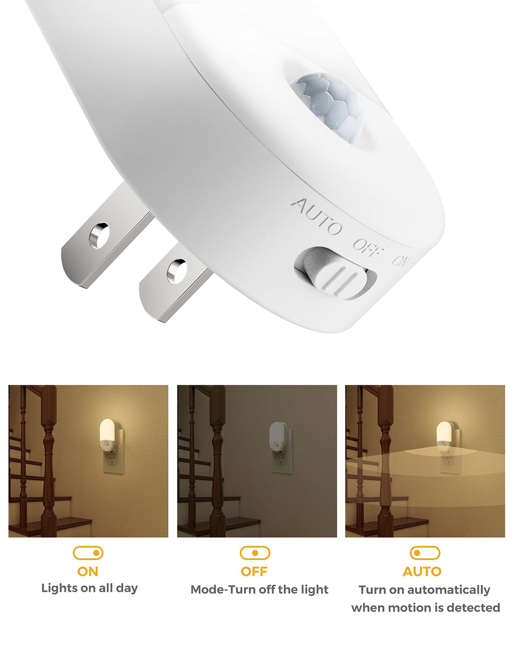 L LOHAS LED three-mode night light Auto On Off for flexible usage