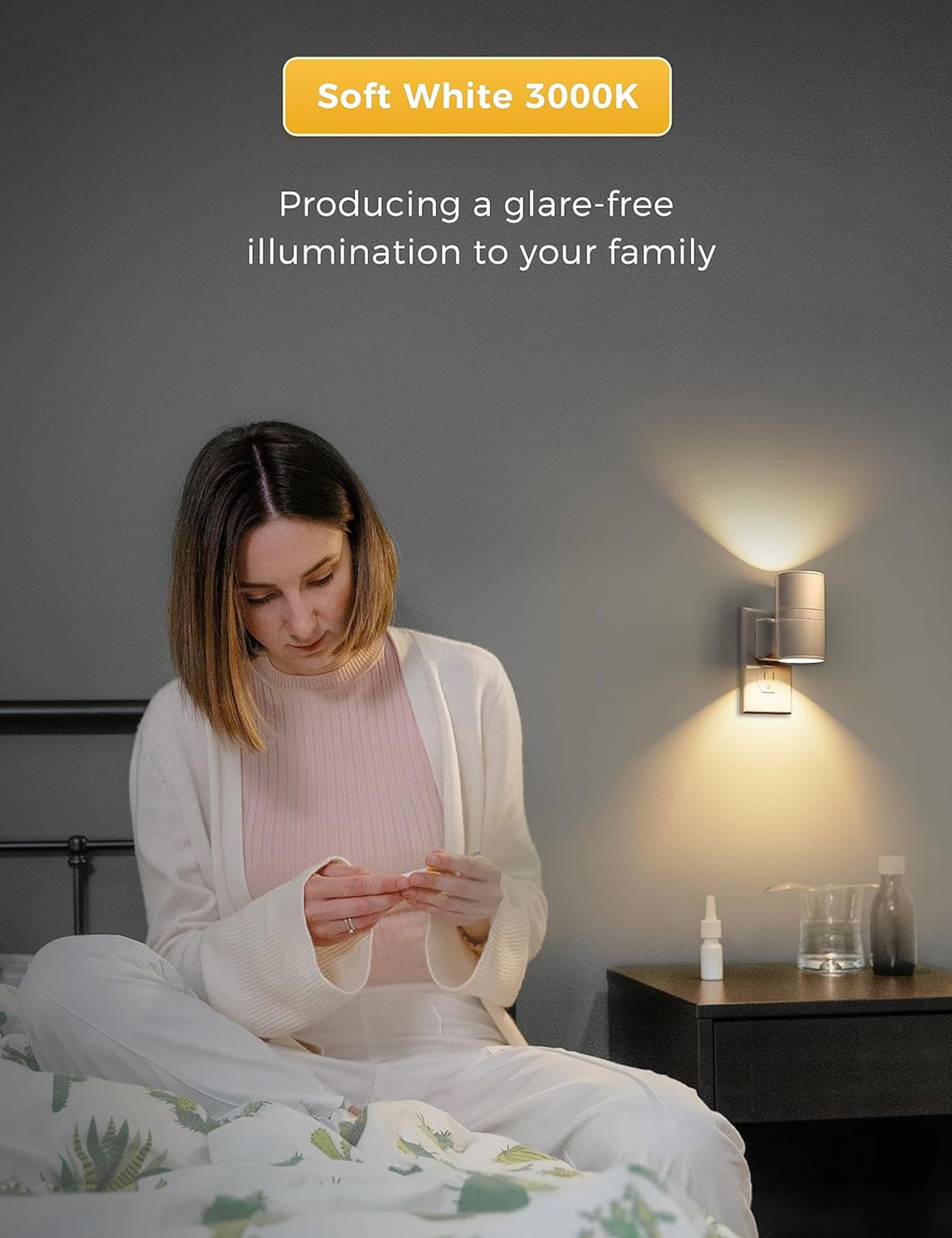 L LOHAS LED bathroom night light with subtle illumination for late trips.