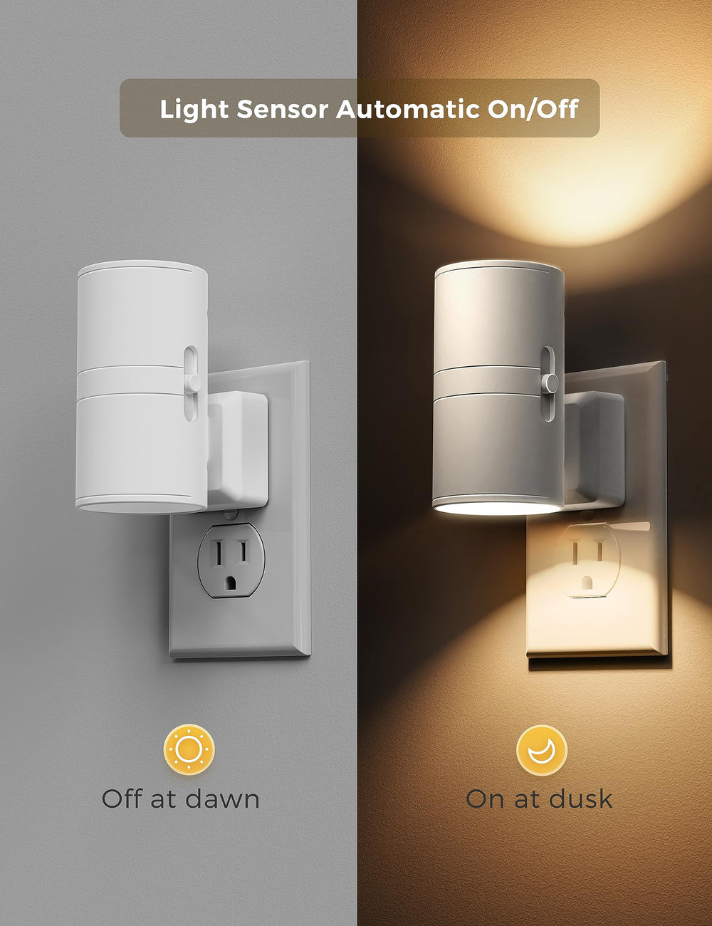 L LOHAS LED dusk-to-dawn sensor night light auto-activates at night.