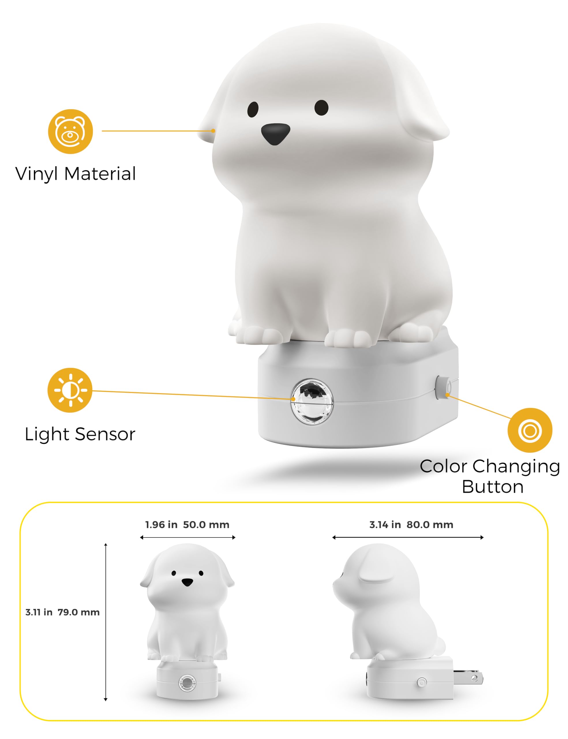 L LOHAS LED puppy night light durable plastic build for kids