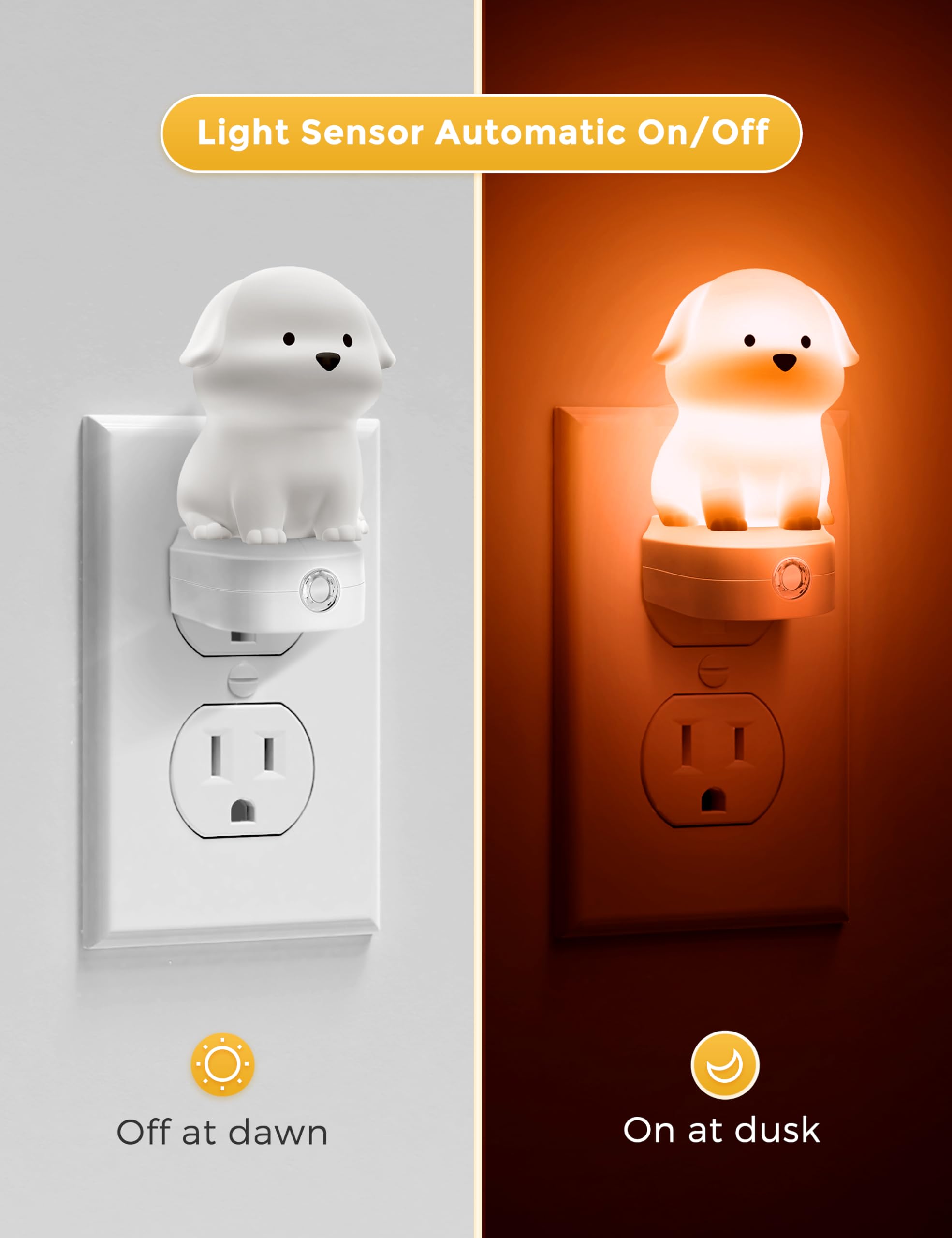 L LOHAS LED puppy night light with dusk-to-dawn sensor activates automatically