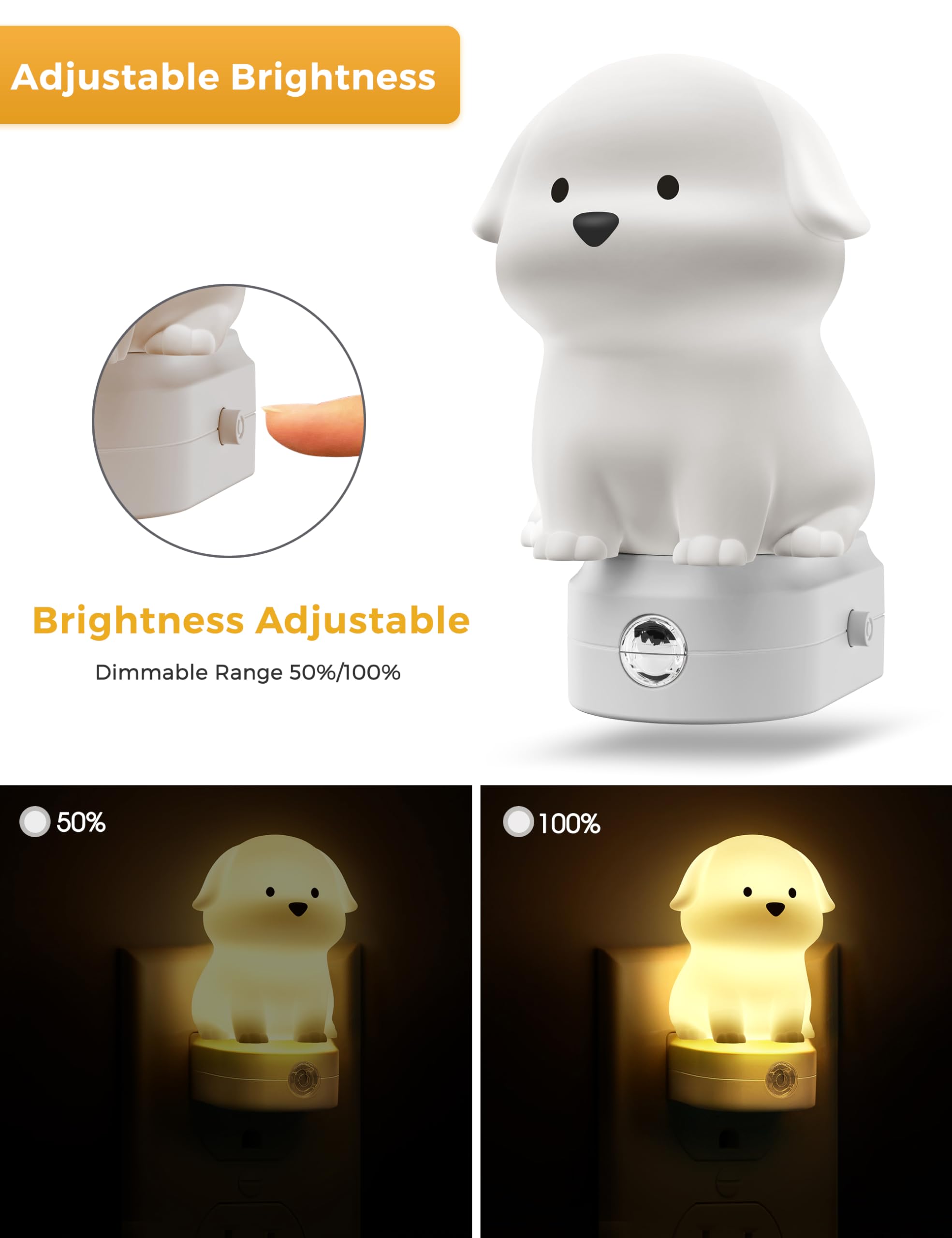 L LOHAS LED puppy night light soft white mode with 50% dimming