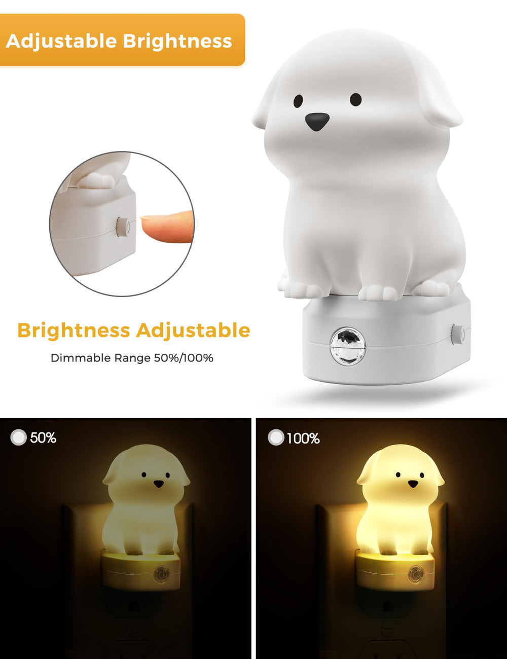L LOHAS LED puppy night light soft white mode with 50% dimming