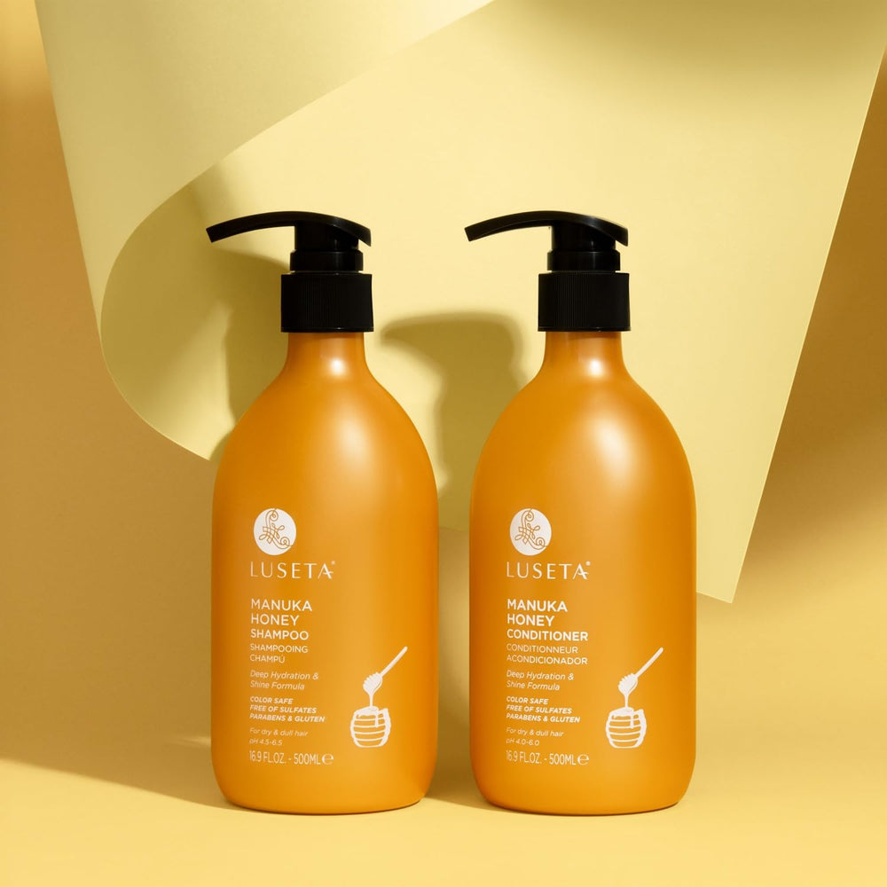L Luseta Manuka Honey Conditioner on damp hair shows smoother strands
