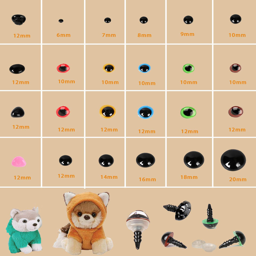 L-Lweik black safety eyes 6-20mm for crocheted bears