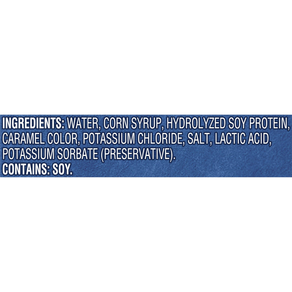 Close-up of La Choy Lite Soy Sauce label showing reduced sodium.