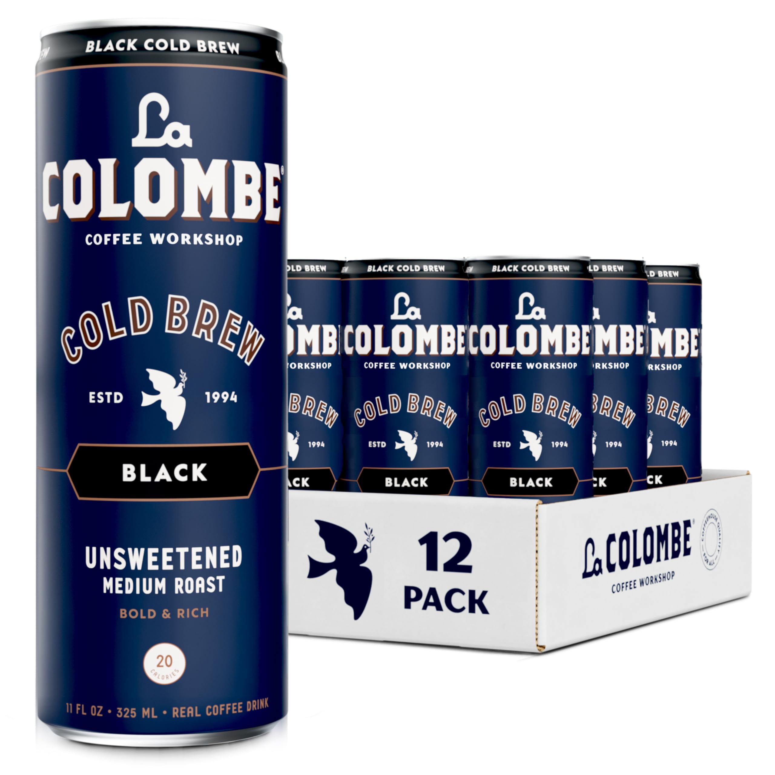 La Colombe Cold Brew Black front can showcases cafe-quality taste.