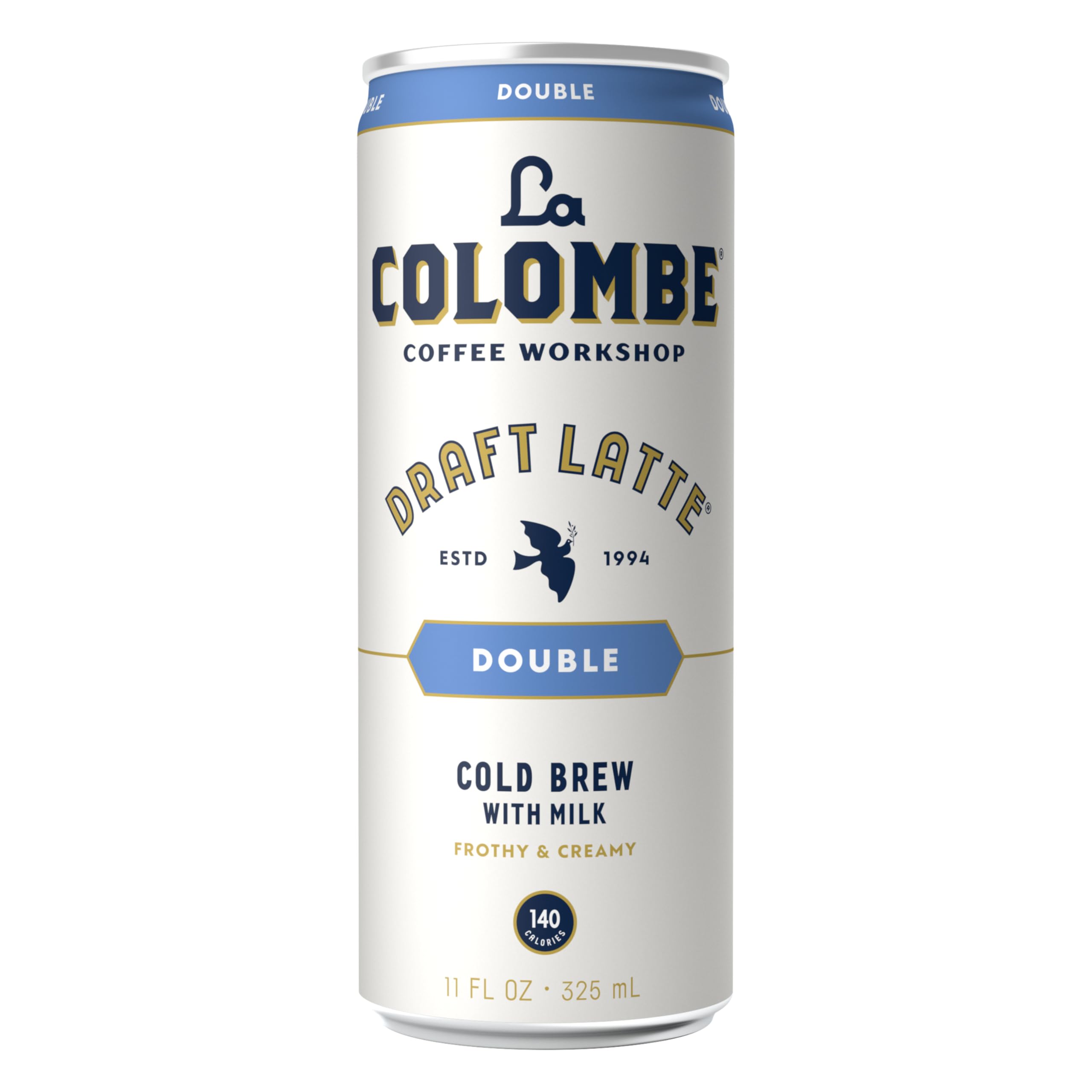 La Colombe Double Draft Latte nutrition panel highlights caffeine and calories