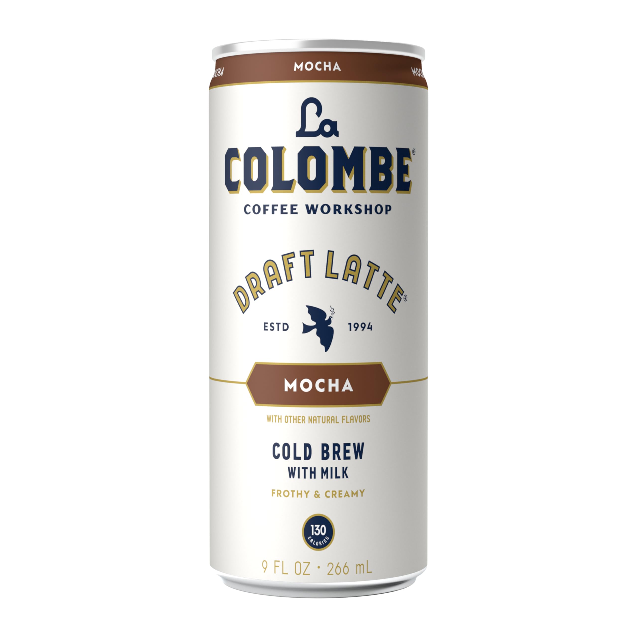 La Colombe Latte Draft Mocha sip-thru lid designed for easy, mess-free sipping.