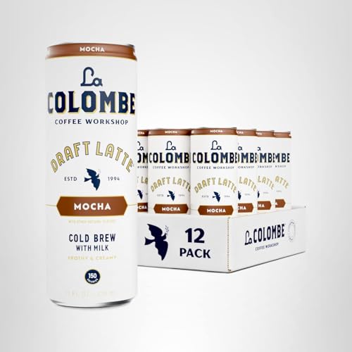 La Colombe Mocha Draft Latte on kitchen shelf ideal for busy days.