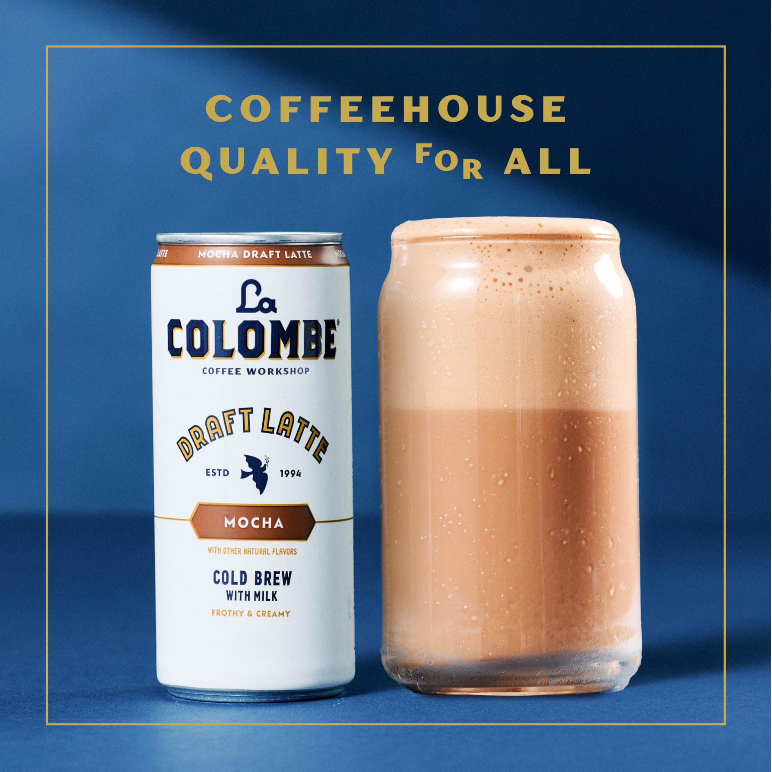 La Colombe Mocha Draft Latte nutrition label emphasizes 120 mg caffeine.