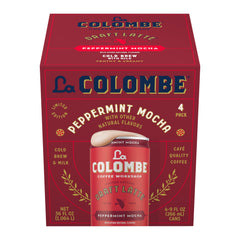 La Colombe Peppermint Mocha Draft Latte can assembly shows ready-to-drink convenience.