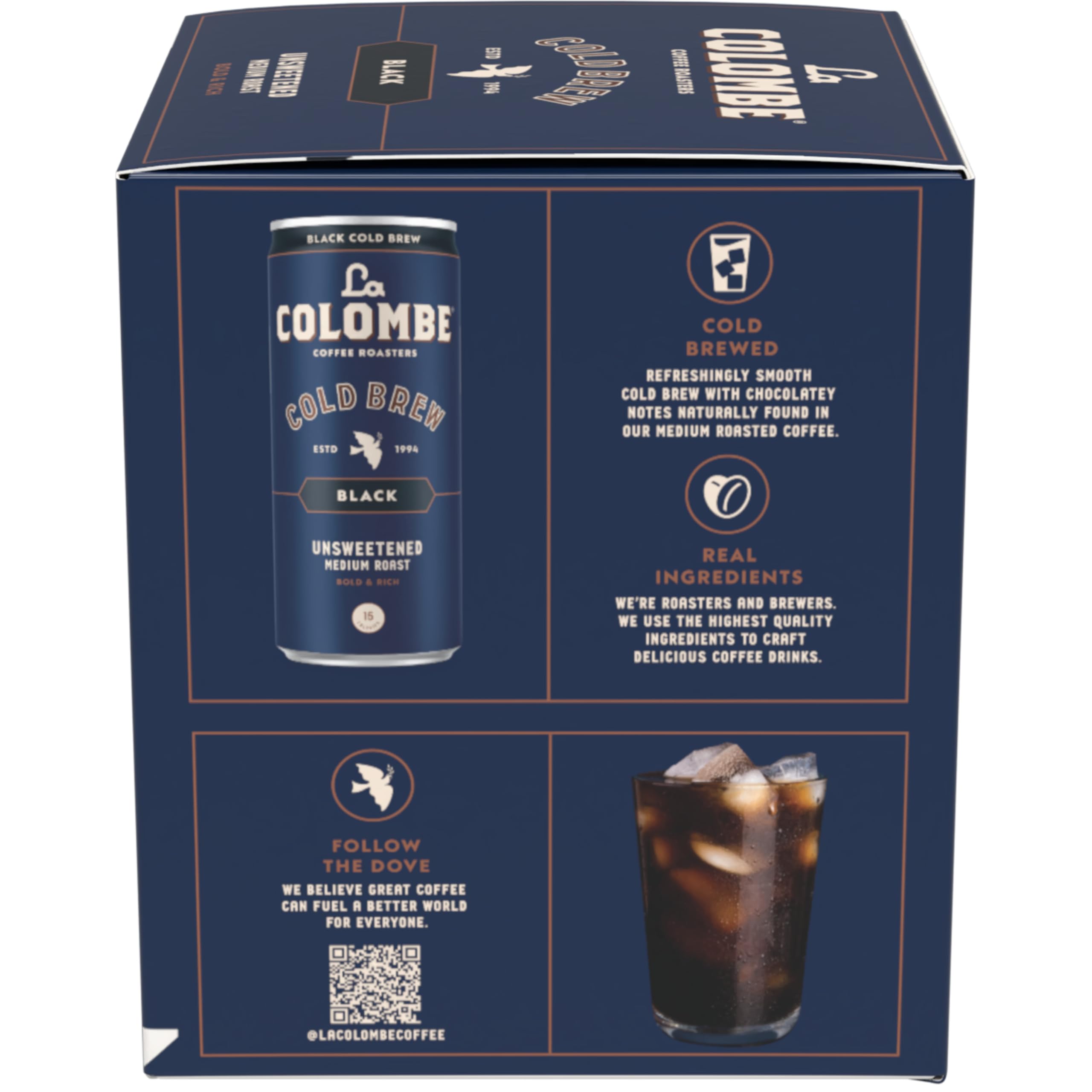 La Colombe Pure Black Draft pour into glass, smooth, clean sip.