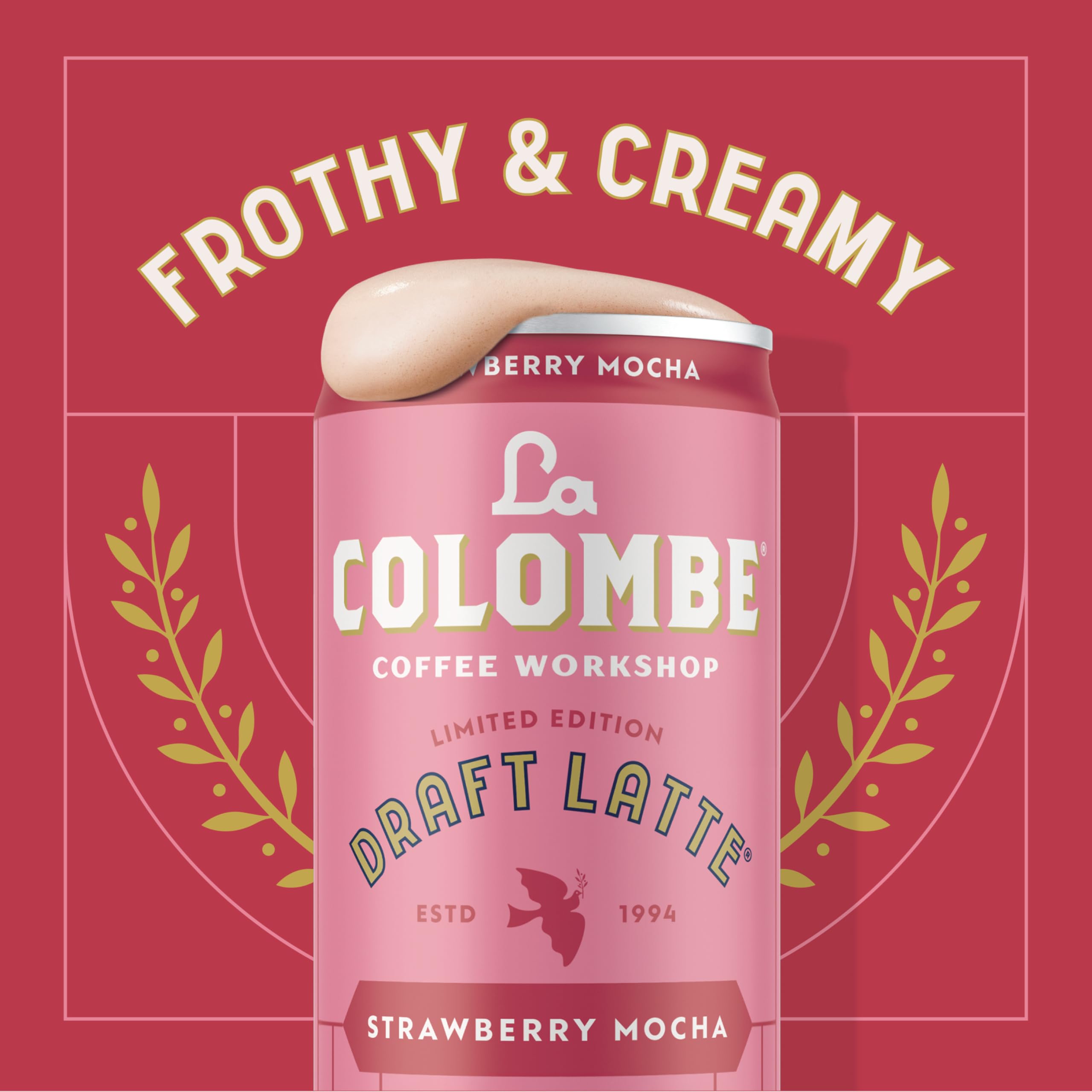 La Colombe Strawberry Mocha Draft Latte ingredients close-up, natural flavors highlighted