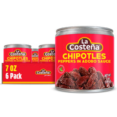 La Costeña chipotle peppers in adobo sauce bottle adds smoky heat to tacos