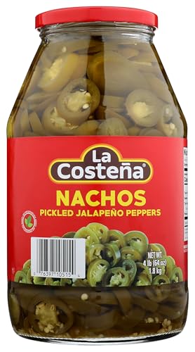 La Costena jalapeños sliced closeup—vibrant green peppers in vinegar