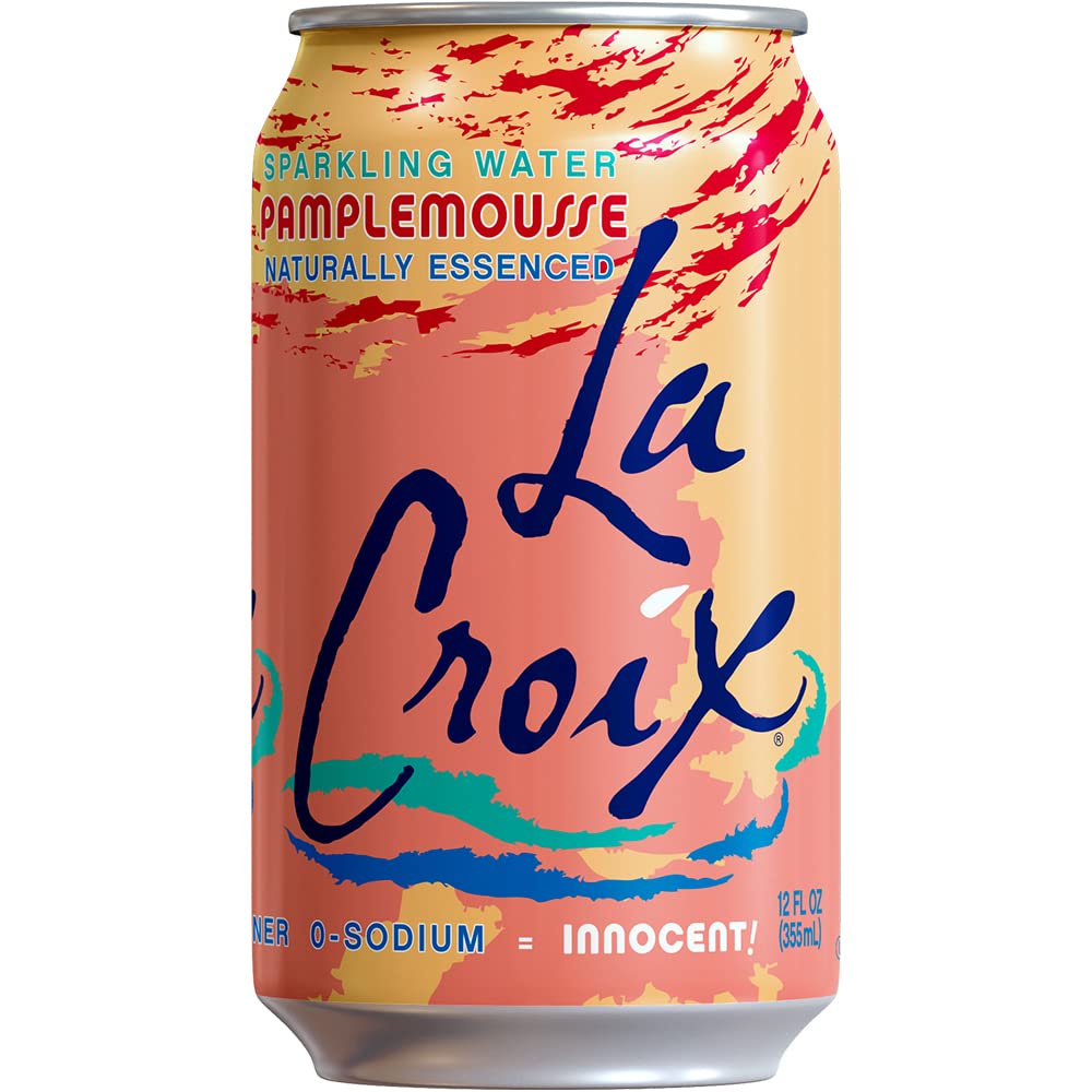 La Croix Grapefruit Sparkling Water with ice, served with citrus slice for a bright flavor.