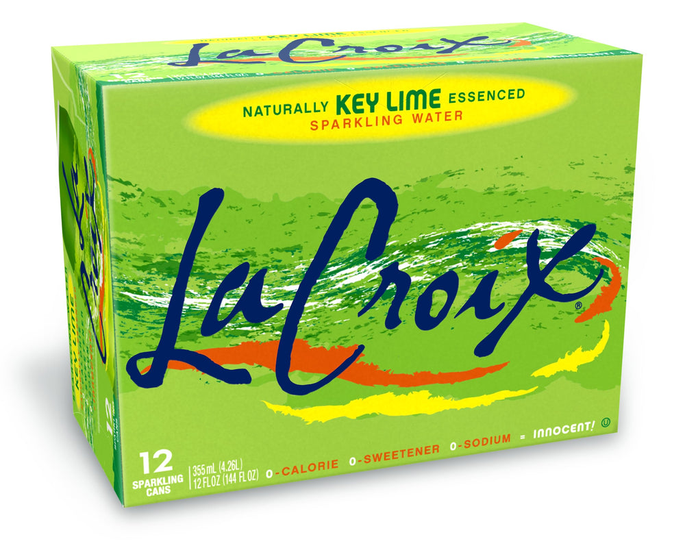 La Croix Key Lime bottle displays zero calories for light refreshment.