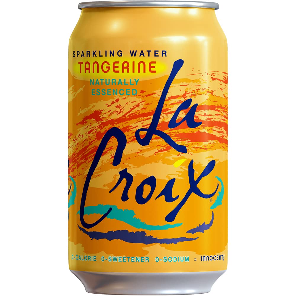 La Croix Tangerine 12-pack on a kitchen counter for easy sharing.