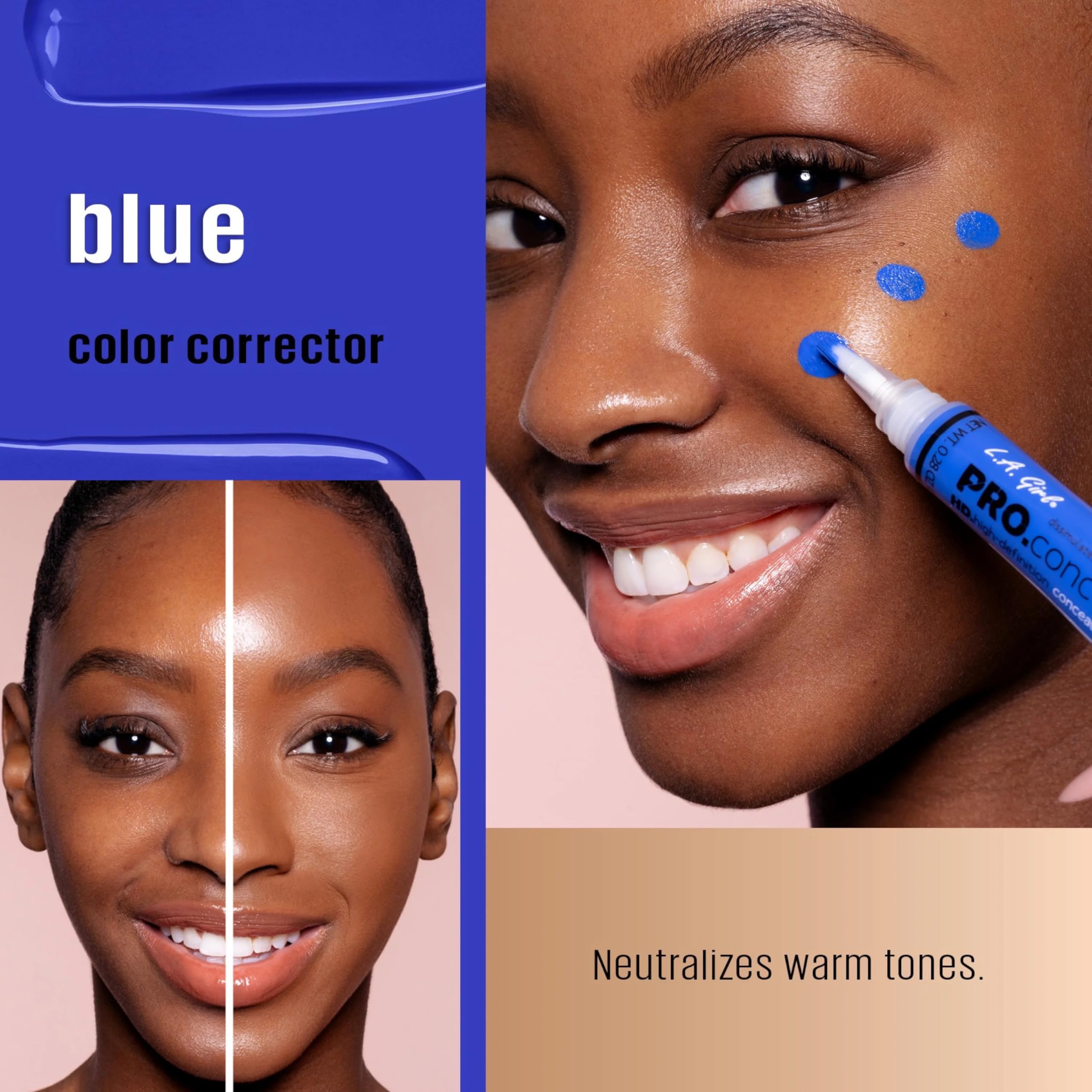 Blue GC997 shade swatch on skin for shade reference and coverage.