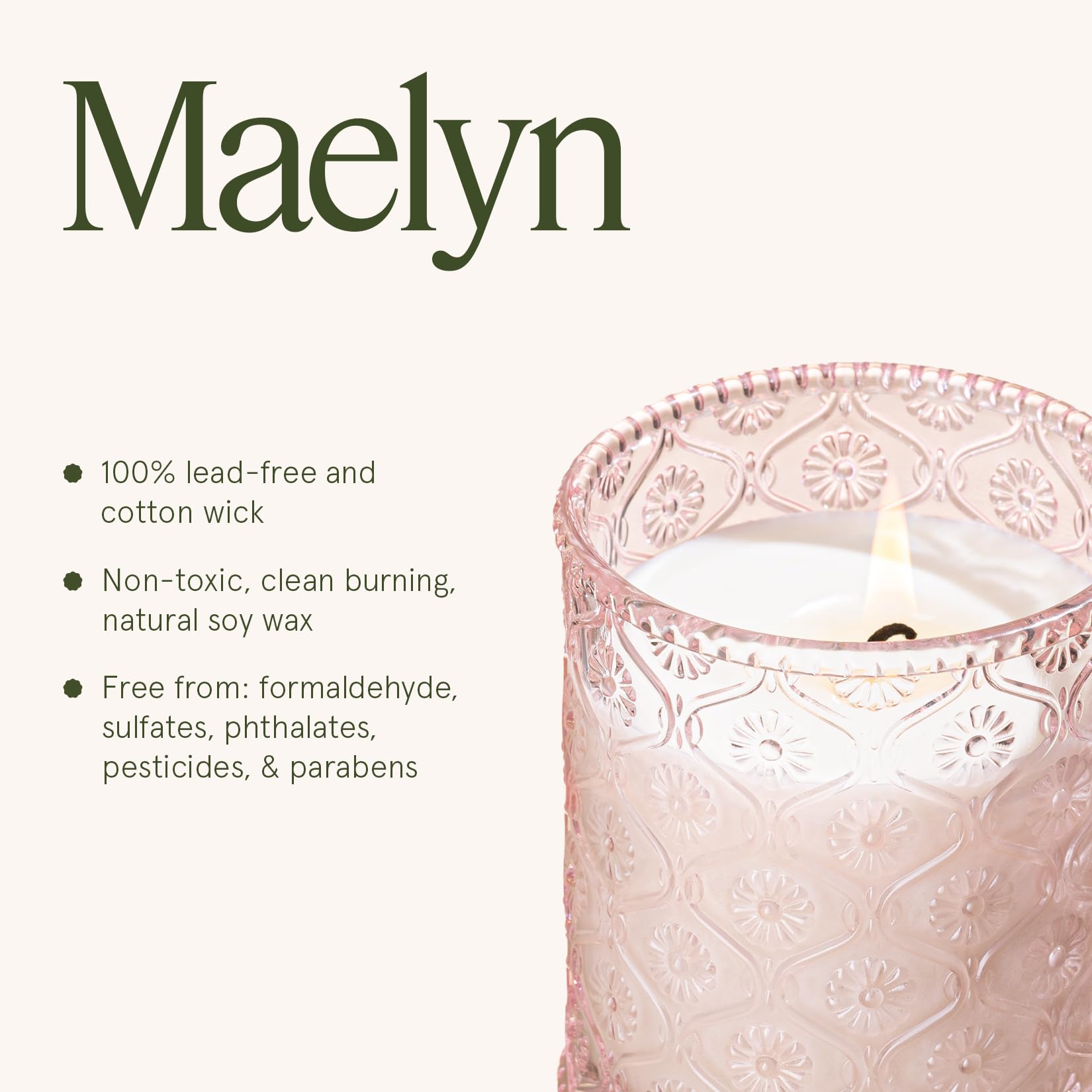LA JOLIE MUSE Santal Rose candle in embossed glass jar adds refined style to any room.