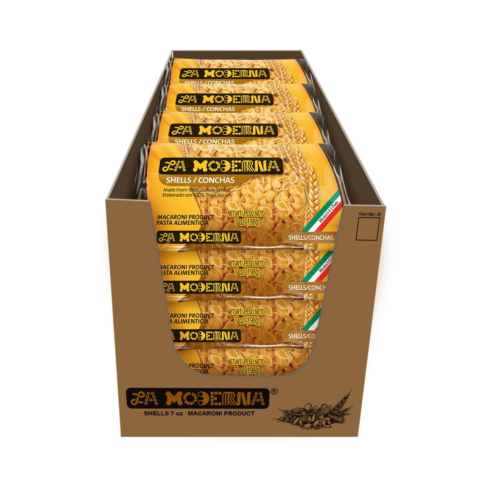 La Moderna shell pasta packaging front, ideal for quick family meals.