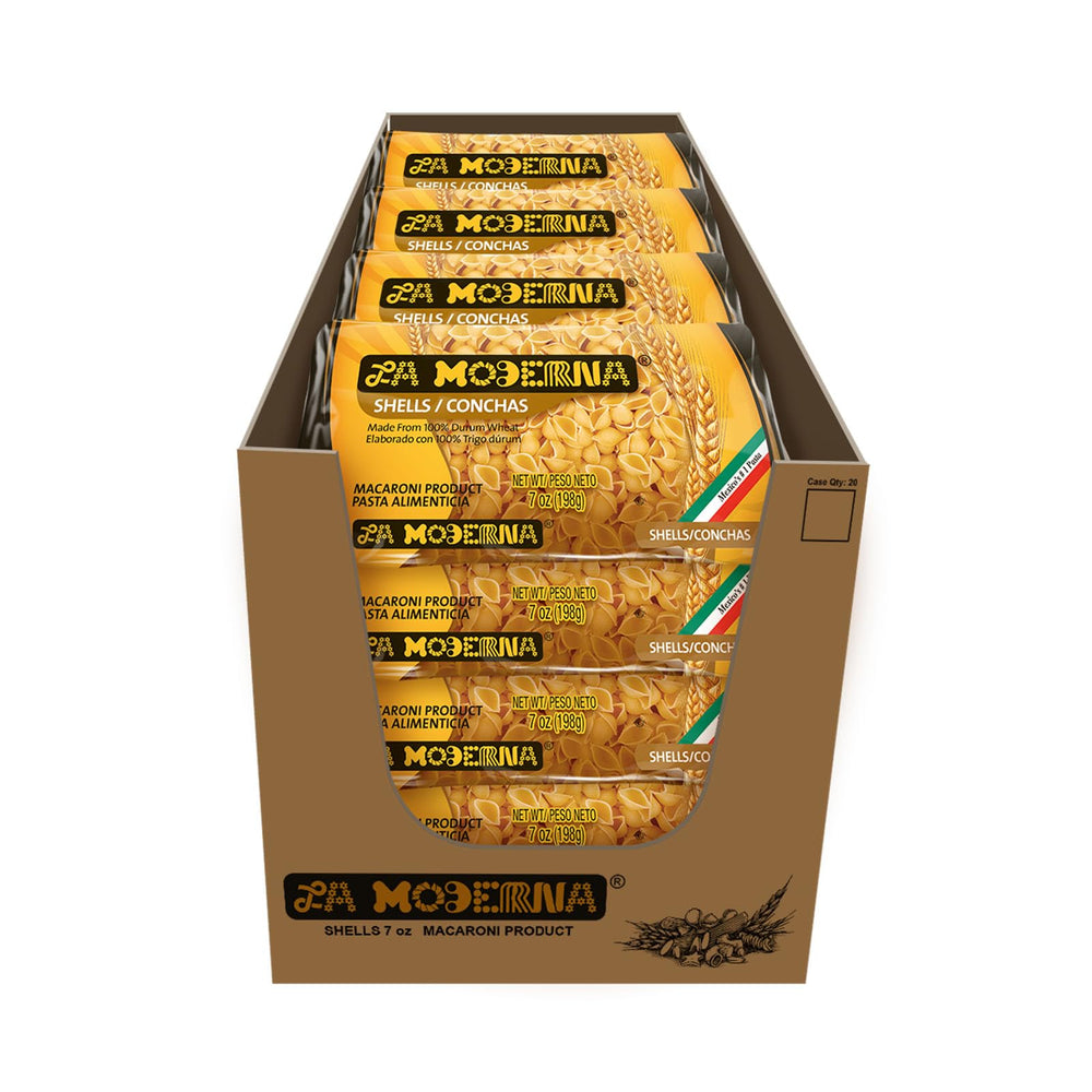 La Moderna shell pasta packaging front, ideal for quick family meals.