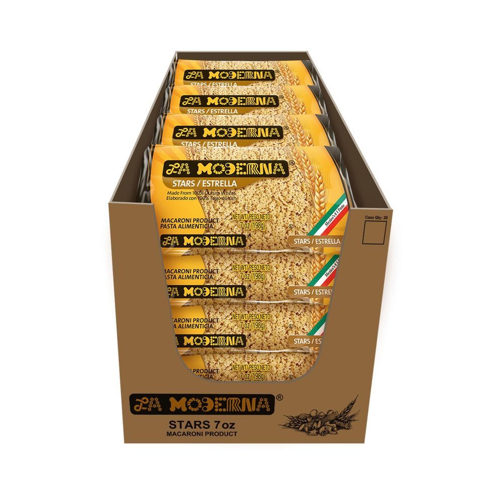 La Moderna Star Pasta bulk pack 20 bags, fast-cook convenience.