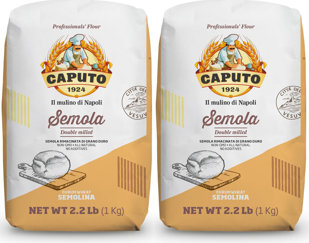 La Molisana Molino Antimo Semola flour pack of two 1kg bags ready for home baking.