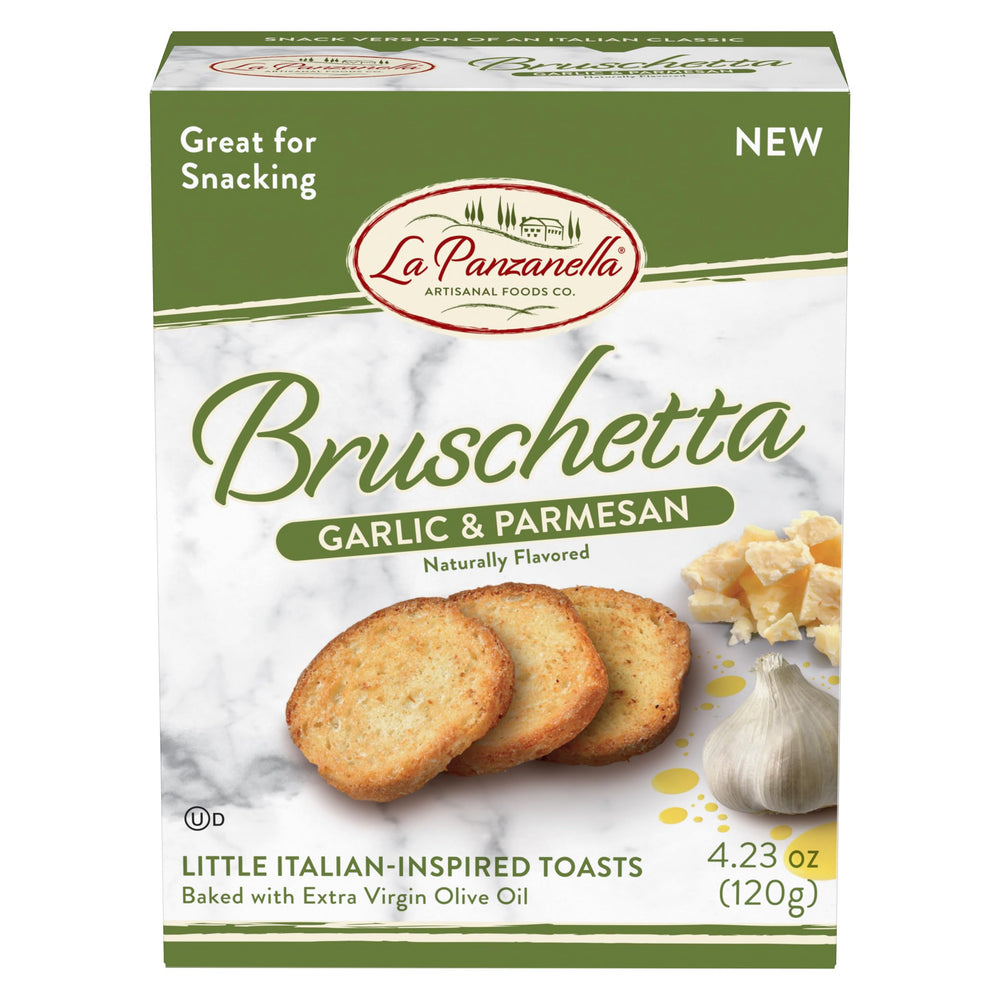 La Panzanella garlic-parmesan crackers, crispy bites ideal with soups and dips.