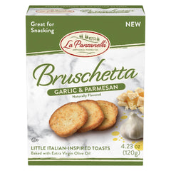 La Panzanella garlic-parmesan crackers, crispy bites ideal with soups and dips.