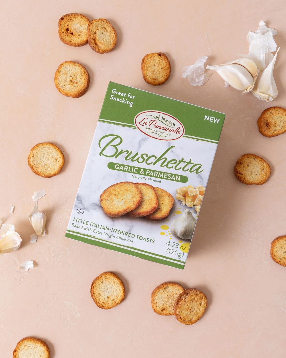 La Panzanella bruschetta crackers as a party snack option.