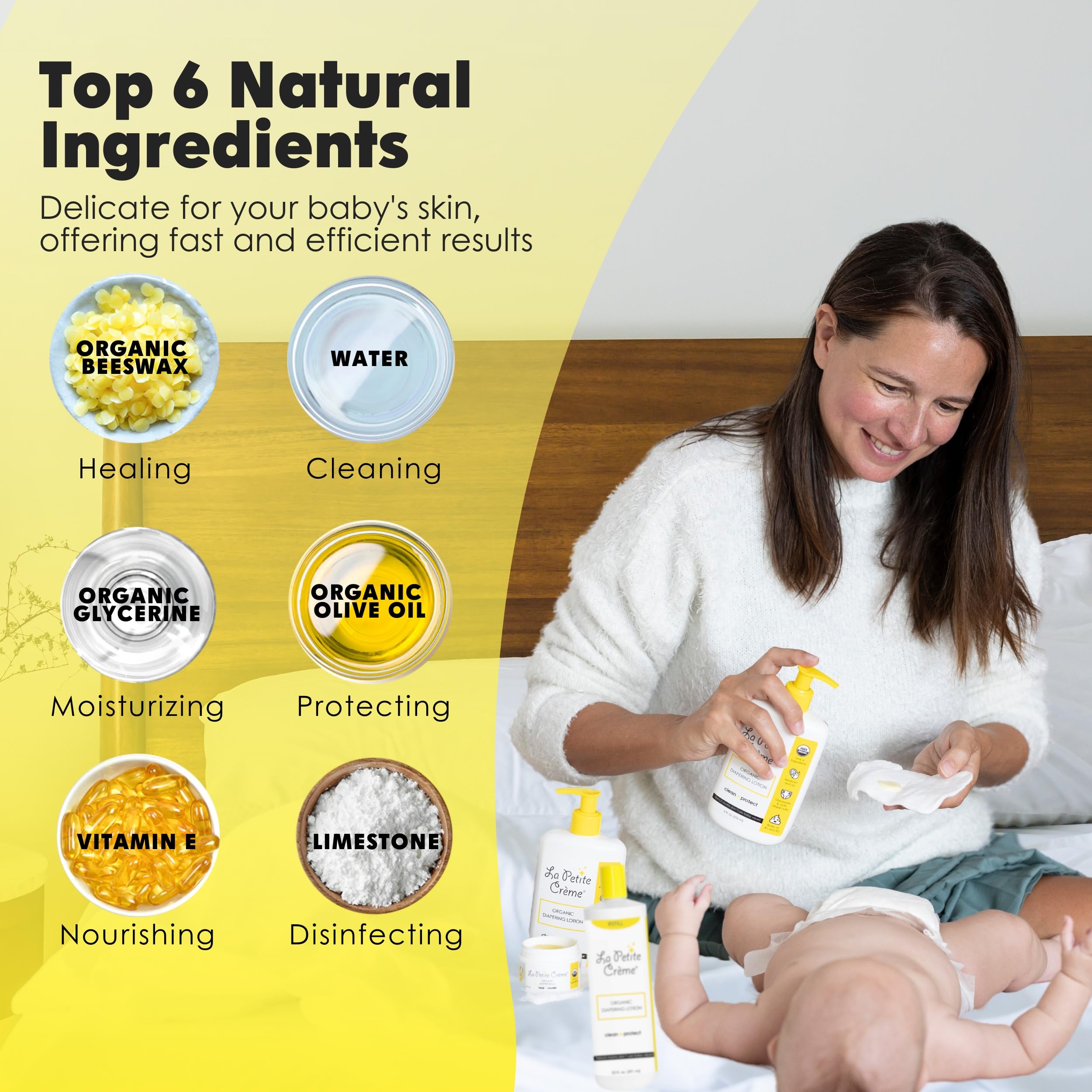 La Petite Creme liniment bottle close-up, versatile all-in-one skincare option for newborns.