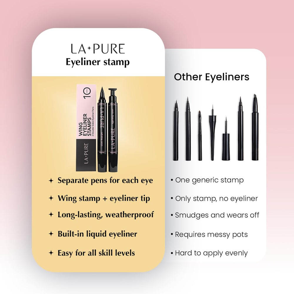 LA PURE cat-eye look achieved with stamp for instant definition