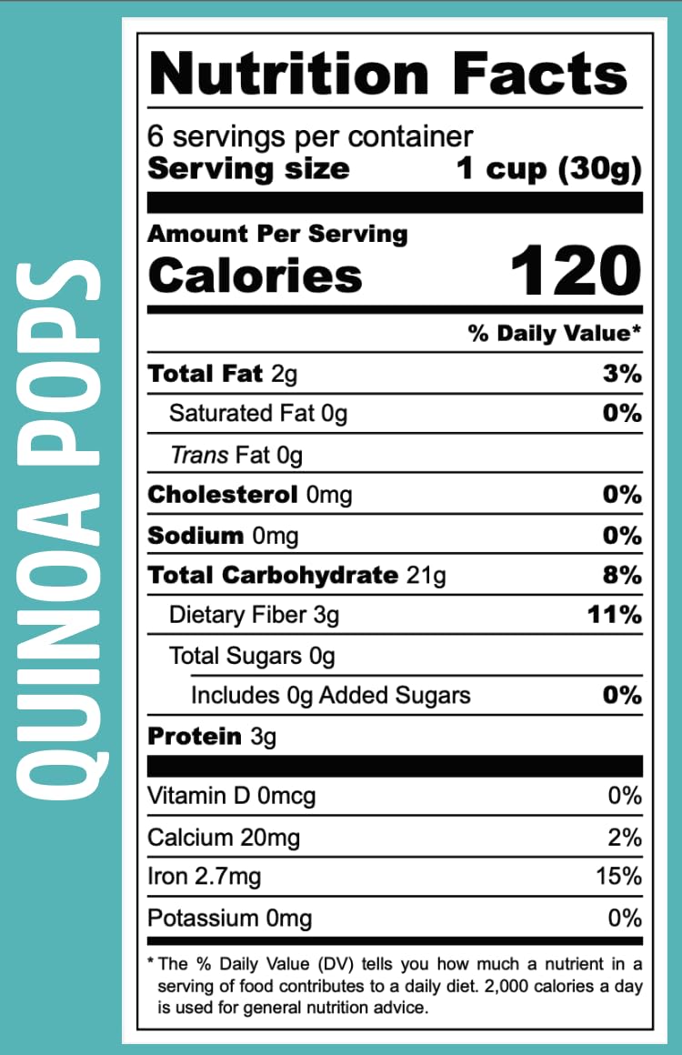 La Purita Quinoa Pops cereal crunch, ideal as a yogurt topping for extra texture.