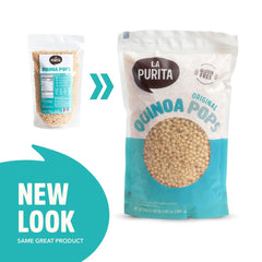 La Purita Quinoa Pops yogurt topping, plant-based protein with a light, satisfying crunch.