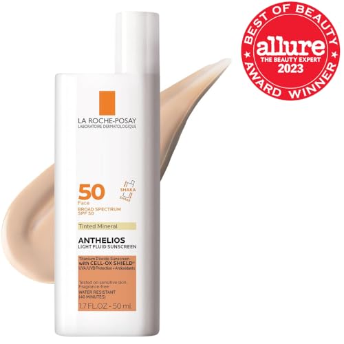 La Roche-Posay Anthelios tinted SPF applied to the face.