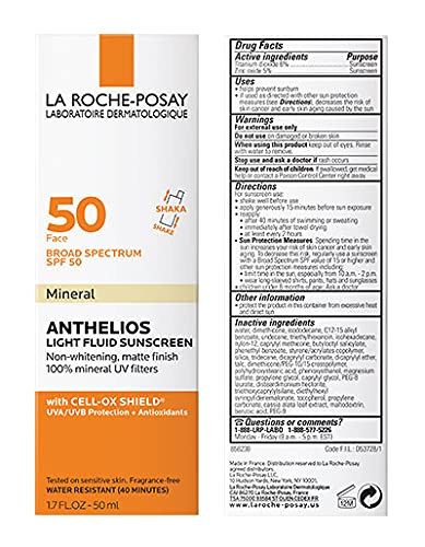 La Roche-Posay Anthelios mineral sunscreen SPF 50 label close-up