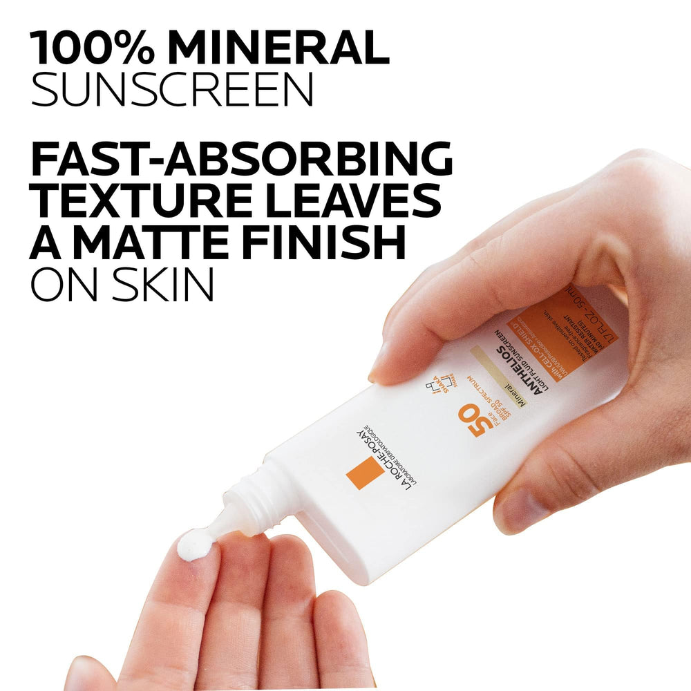 La Roche-Posay Anthelios mineral sunscreen texture highlights a lightweight feel