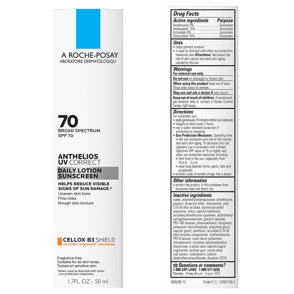La Roche-Posay Anthelios UV Correct SPF 70 cream texture demonstrates a sheer finish across skin tones