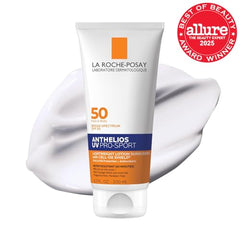 La Roche-Posay Anthelios UV Pro-Sport skin swatch showing invisible finish after sweating.