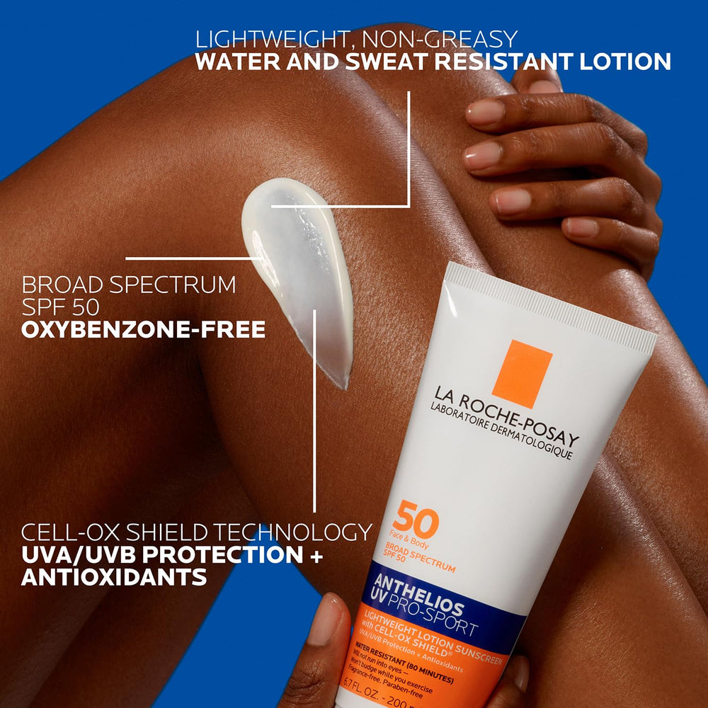 La Roche-Posay Anthelios UV Pro-Sport water resistance test confirming 80 minutes of protection.