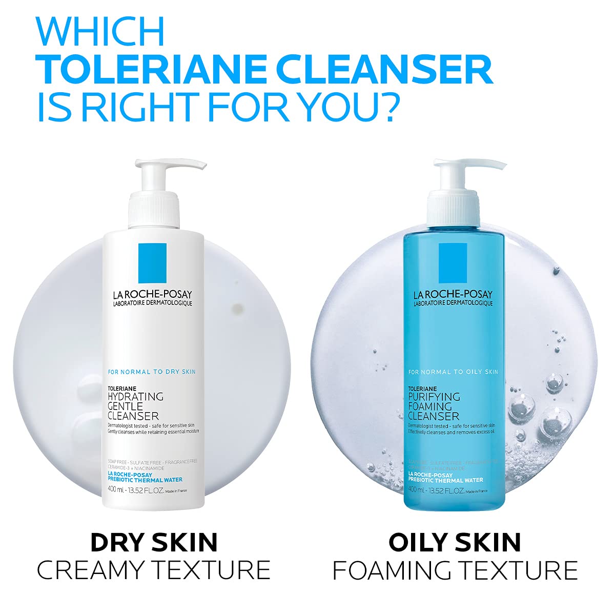 Dermatologist-tested seal on La Roche-Posay cleanser packaging