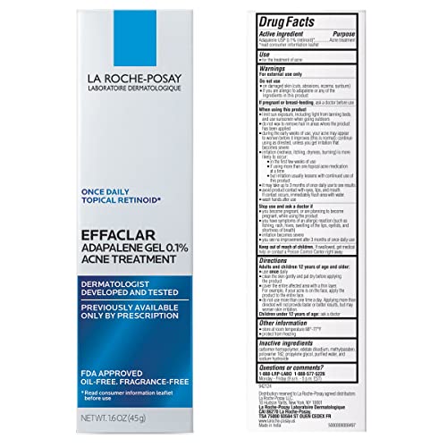 La Roche-Posay Effaclar Adapalene Gel texture close-up showing non-greasy finish.