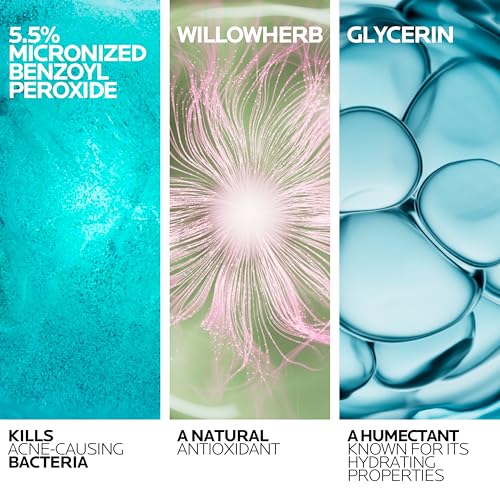 La Roche-Posay Effaclar BPO pump enables precise 5.5% benzoyl peroxide application.