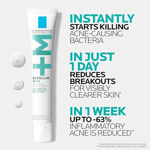 La Roche-Posay Effaclar BPO texture swirl demonstrates non-drying, oil-free formula.