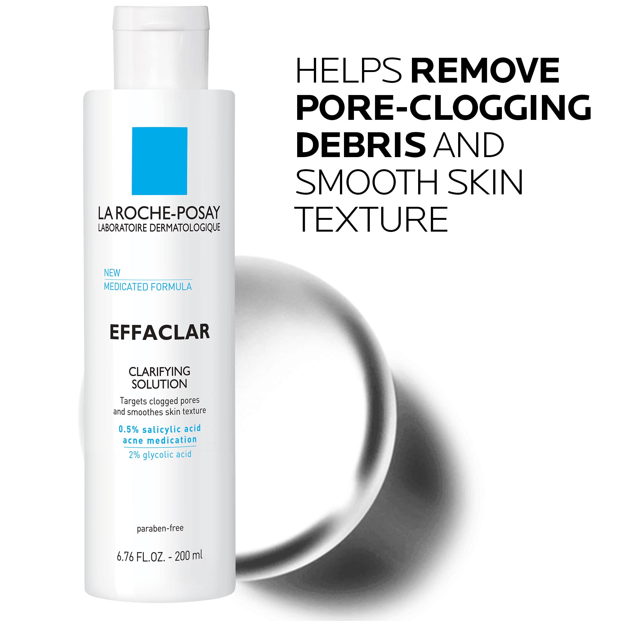 La Roche-Posay Effaclar Clarifying Solution dermatologist-tested label.