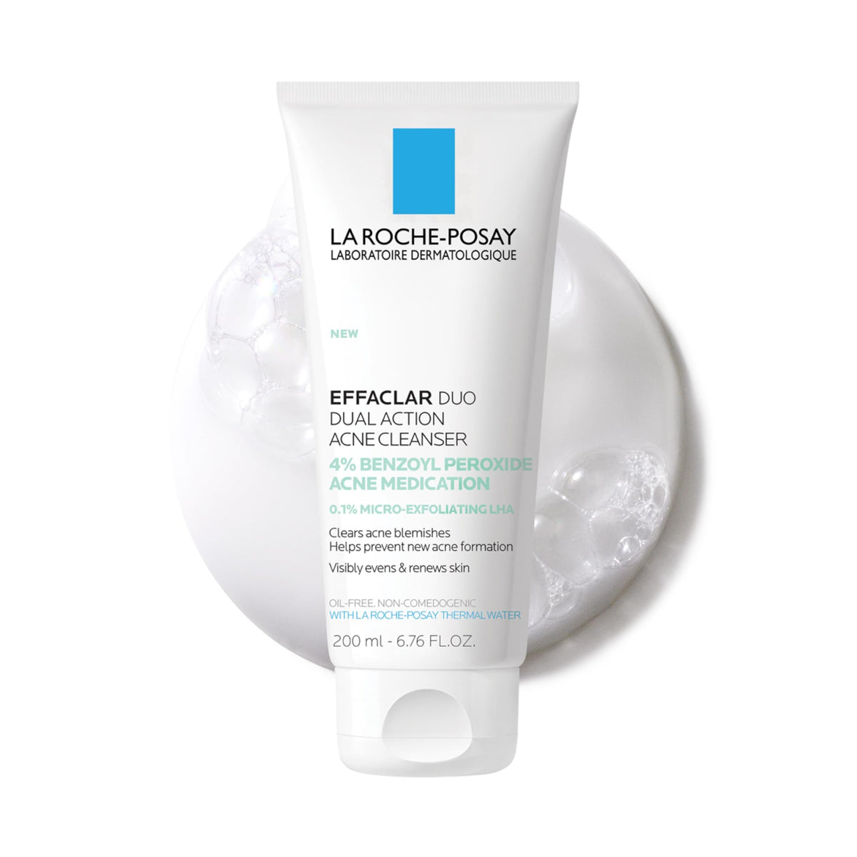 La Roche-Posay Effaclar Dual Acne Wash bottle front shows oil-control formula for acne-prone skin.